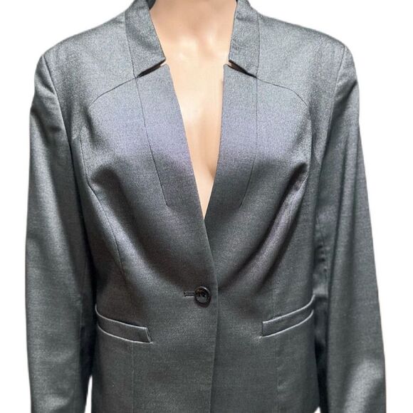 Anne Klein Womens Blazer  Size 14 Gray Stretch Business Suit Jacket - Picture 3 of 7